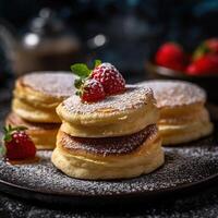 réaliste photo de Japonais crêpe. fermer nourriture la photographie. ai généré