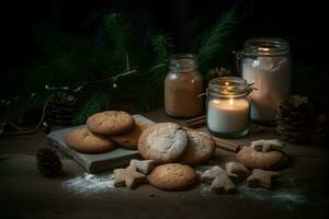 Noël gingembre des biscuits aliments. produire ai photo