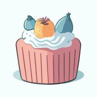 petit gâteau avec fruit. illustration dans une plat style. photo