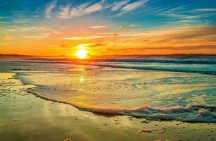 tropical mer le coucher du soleil arbre ciel vue Contexte photo