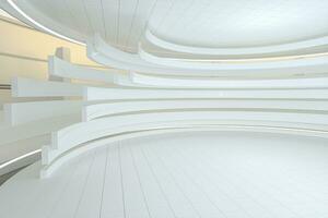 blanc rond chambre, futuriste structure, 3d le rendu. photo