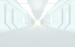 blanc science fiction tunnel, 3d le rendu. photo