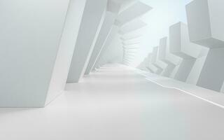 blanc vide tunnel, 3d le rendu. photo