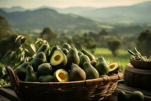 une panier de avocats.santé nourriture, régime concept.créé avec génératif ai technologie. photo