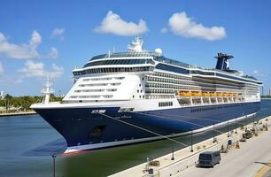 croisière navire célébrité infini amarré dans Port Everglades, pi lauderdale, Floride. génératif ai photo