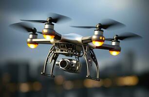 drone quadcopter avec numérique caméra. génératif ai photo