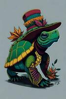 une détaillé illustration de une tortue pour une T-shirt conception, fond d'écran, et mode photo