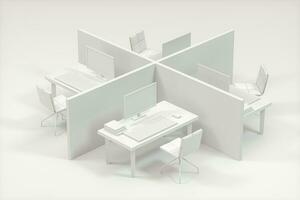 Bureau modèle avec blanc arrière-plan, résumé conception,3d le rendu. photo