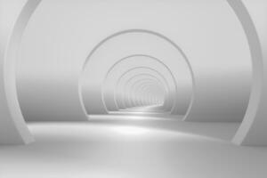 brillant blanc tunnel arrière-plan, 3d le rendu. photo