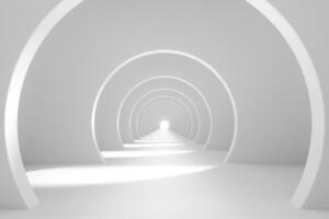 brillant blanc tunnel arrière-plan, 3d le rendu. photo