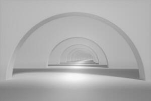 brillant blanc tunnel arrière-plan, 3d le rendu. photo