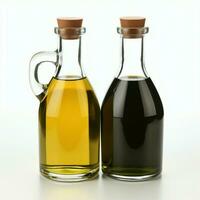 là est une bouteille de olive pétrole cette est isolé sur une blanc Contexte. photo