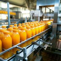 boisson usine production ligne fruit jus boisson produit à convoyeur ceinture photo