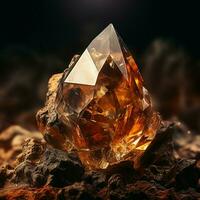 le rugueux diamant est une précieux pierre a trouvé dans mines, représentant le concept de exploitation minière et extraire rare minerais. photo