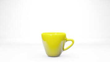 3d rendre Jaune café tasse ou agresser verre isolé sur blanc Contexte photo