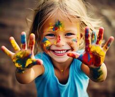 Jeune fille avec des peintures photo