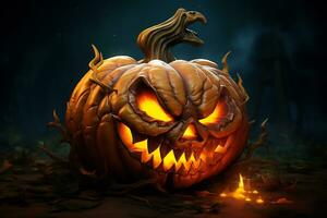 3d rendre de effrayant Halloween citrouille photo