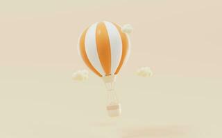 Orange dessin animé chaud air ballon, 3d le rendu. photo