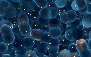 grand groupes de germes avec bleu arrière-plan, 3d le rendu. photo