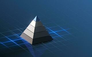 pyramide graphique et Les données analyse, 3d le rendu. photo