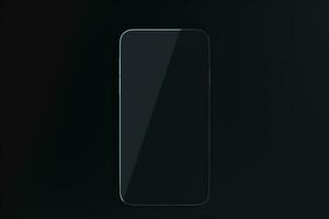 le noir mobile téléphone sur le noir tableau, 3d le rendu. photo