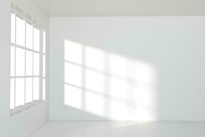 blanc vide pièce avec lumière du soleil viens de le fenêtre, 3d le rendu. photo