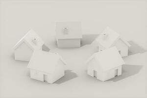 blanc petit maison modèle avec blanc arrière-plan, 3d le rendu. photo