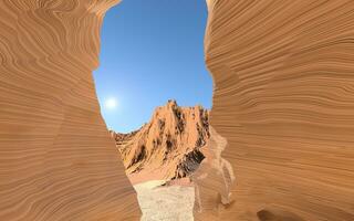 étroit Roche gorge, vallée paysage, 3d le rendu. photo