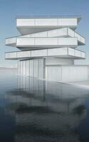 le moderne concept architecture sur le eau, 3d le rendu. photo