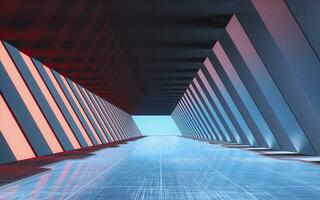 tunnel de le avenir, futuriste chambre, 3d le rendu. photo