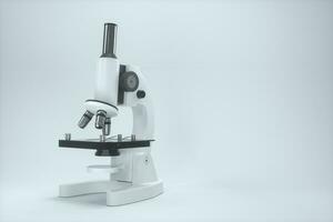 microscope avec blanc arrière-plan, résumé conception,3d le rendu. photo
