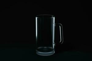 transparent Bière verre avec noir arrière-plan, 3d le rendu. photo