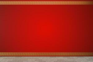 chinois style rouge arrière-plan, Festival décoration, 3d le rendu. photo