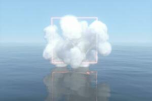 la magie entourer le nuage flottant sur le lac, paisible scène, 3d le rendu. photo