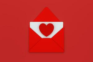 rouge paquet avec l'amour cœur à l'intérieur, de fête thème, 3d le rendu photo