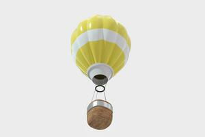 Jaune air chaud ballon avec blanc arrière-plan, 3d le rendu. photo