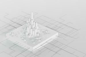 cubes et lignes avec blanc arrière-plan, 3d le rendu. photo