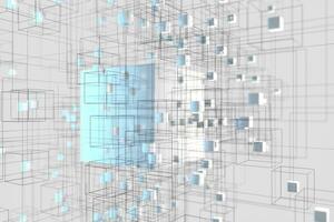 La technologie Contexte faire en haut avec cubes et lignes, 3d le rendu. photo