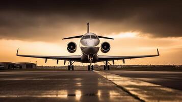 un avion prêt à prendre de sur ses piste ai génératif photo