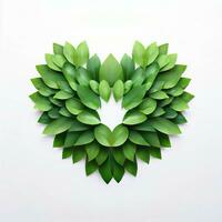 la nature cadeau, une cœur formé par feuilles, génératif ai photo