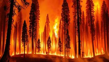 forêt feu, ai génératif photo