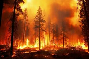 forêt feu, ai génératif photo