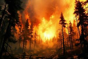 forêt feu, ai génératif photo