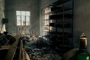 le abandonné industriel bâtiment. fantaisie intérieur scène. photo