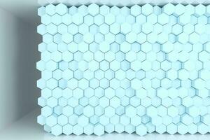 3d le rendu, cyan hexagone cubes. photo