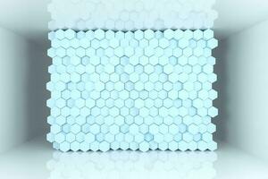 3d le rendu, cyan hexagone cubes. photo