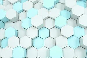 3d le rendu, blanc hexagone cubes. photo