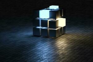 3d le rendu, Créatif cubes avec sens de science et La technologie photo
