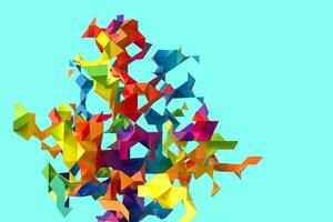 triangulaire papier avec Créatif formes, 3d le rendu photo