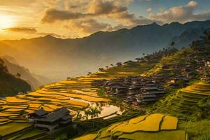 magnifique paysage de une village dans une vallée. photo